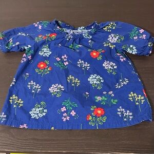 Hanna Andersson Girls Floral Blouse Peasant Boho Colorful 90 3T